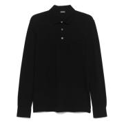 Katoenen Polo Shirt met 3 Knopen Ermenegildo Zegna , Black , Heren