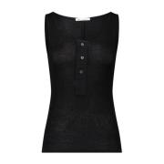 Ribtop met knoopsluiting Ami Paris , Black , Dames