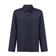 Wollen Overshirt Rechte Snit Lichtgewicht A.p.c. , Blue , Heren