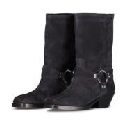 Leren Biker Boots met Zilveren Details Isabel Marant , Gray , Dames