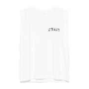 Witte Crew Neck Mouwloze Tops Pinko , White , Dames