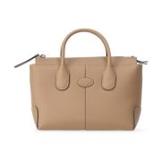 Leren Shopper Tas met Logo Tod's , Brown , Dames