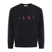 Geborduurde Crewneck Sweater Olaf Hussein , Blue , Heren