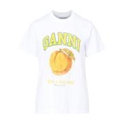 Peach Relaxed Jersey T-Shirt Ganni , White , Dames