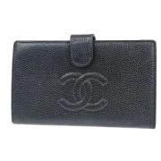 Pre-owned Leather wallets Chanel Vintage , Black , Dames