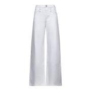 Witte Flared Wijde Pijp Broek Isabel Marant , White , Dames