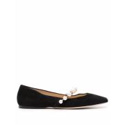 Zwarte leren ballerinaflats met vierkante neus Jimmy Choo , Black , Da...