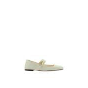 Amandel Teen Kalfsleren Ballerina met Band Valentino Garavani , Beige ...