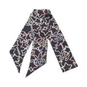 Pre-owned Silk scarves Chanel Vintage , Black , Dames