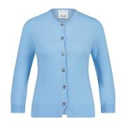 Kasjmier Vest Knoopsluiting Ronde Hals Allude , Blue , Dames