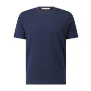 Linnen T-shirt met ronde hals Maurizio Baldassari , Blue , Heren