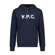 Logo Print Hoodie Stijlvol Comfort A.p.c. , Blue , Heren