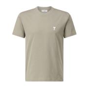 Logo T-shirt Klassiek Katoenen Tee Ami Paris , Beige , Heren