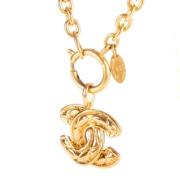 Pre-owned Metal necklaces Chanel Vintage , Yellow , Dames