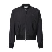 Klassieke Bomberjack met Logo Detail Ami Paris , Black , Heren