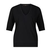 V-hals Shirt, Zacht en Lichtgewicht Windsor , Black , Dames