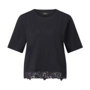 Kanten T-shirt Marc Cain , Black , Dames