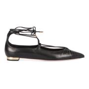 Puntige balletflats met goudkleurige hak Aquazzura , Black , Dames