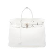 Pre-owned Leather handbags Hermès Vintage , White , Dames