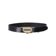 Stijlvolle leren riem met grote gesp Dsquared2 , Black , Heren