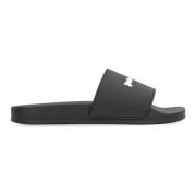 In reliëf Logo Rubber Slides Palm Angels , Black , Heren