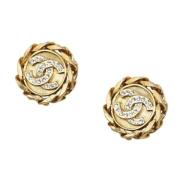 Pre-owned Fabric earrings Chanel Vintage , Yellow , Dames