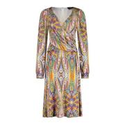 Iconische All-Over-Print V-hals Jurk Etro , Multicolor , Dames