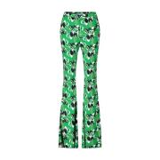 Elegante Flare Leg Patroon Broek Diane Von Furstenberg , Green , Dames