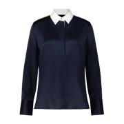 Zijden Satijnen Rugbyblouse Vince , Blue , Dames