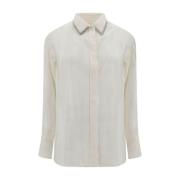 Gestreepte Strass Satijnen Shirt Golden Goose , Beige , Dames