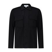 Wollen Overshirt met Hemdkraag Lardini , Black , Heren