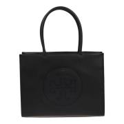 Gevlochten leren winkeltas met T-logo Tory Burch , Black , Dames