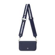 Elegante leren schoudertas met magneetsluiting Aigner , Blue , Dames