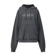 Logo Oversized Hoodie met Metallic Touch Msgm , Gray , Dames