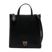 Zwarte leren dames shopper Pinko , Black , Dames