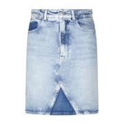 Denim Rok met Donkere Denim Detail Hugo Boss , Blue , Dames