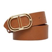 Bruin leren riem met gerecyclede materialen Twinset , Brown , Dames