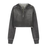 Journey Cropped Hoodie met Rits Golden Goose , Gray , Dames