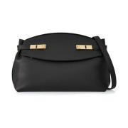 Zwarte Leren Hug Pouch Tas Salvatore Ferragamo , Black , Dames