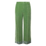 Groene Fluwelen Broek met Geborduurde Details Valentino Garavani , Gre...