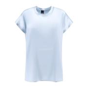 Zijden Crew-neck Korte Mouw Top Pinko , Blue , Dames