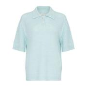 Blauwe Gebreide Polo Shirt Maison Margiela , Blue , Dames