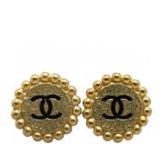 Pre-owned Metal earrings Chanel Vintage , Yellow , Dames