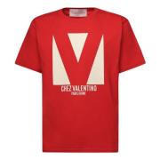 Rode T-shirts en Polos Chez Print Valentino Garavani , Red , Heren