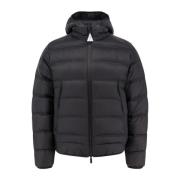 Gewatteerde capuchonjas met dubbele rits Moncler , Black , Heren