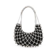 Handgeweven Zwarte Kristal Messing Tas Rosantica , Black , Dames