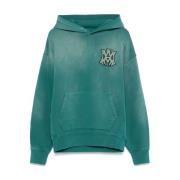 Blauw Groene Geribbelde Zoom Hoodie Amiri , Blue , Heren