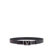 Handtekening Leren Riem met VLogo Gesp Valentino Garavani , Black , He...