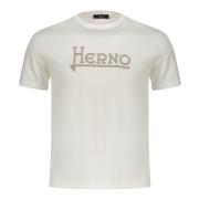 Geborduurd Logo Katoenen T-shirt Herno , White , Heren