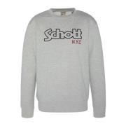 Grijze Sweatshirt met Ronde Hals en Lange Mouwen Schott NYC , Gray , H...